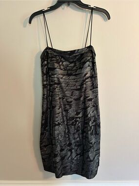 JS Collections Black Silver Metallic Slip Dress